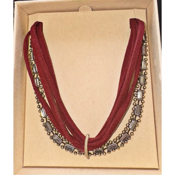 NIB- Jen Atkin x Chloe + Isabel Deep Crimson & Crystal : Gold Jewels Necklace - Picture 2 of 7